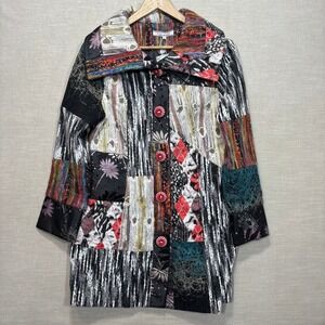 Variations Abstract Patchwork Jacket Women's Small‎ Boho Artsy Statement Layer